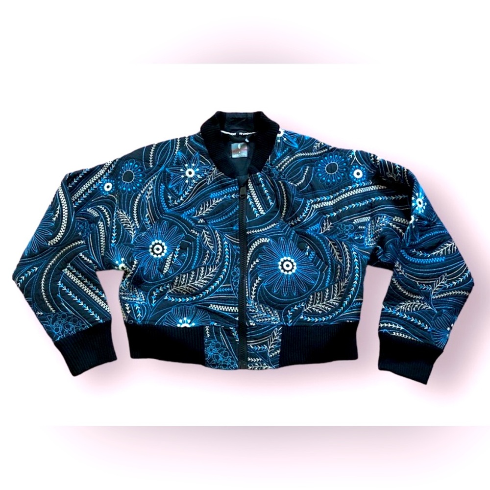 NWOT free people FP Movement Garden Party Embroidered Cropped Bomber Jacket coat
